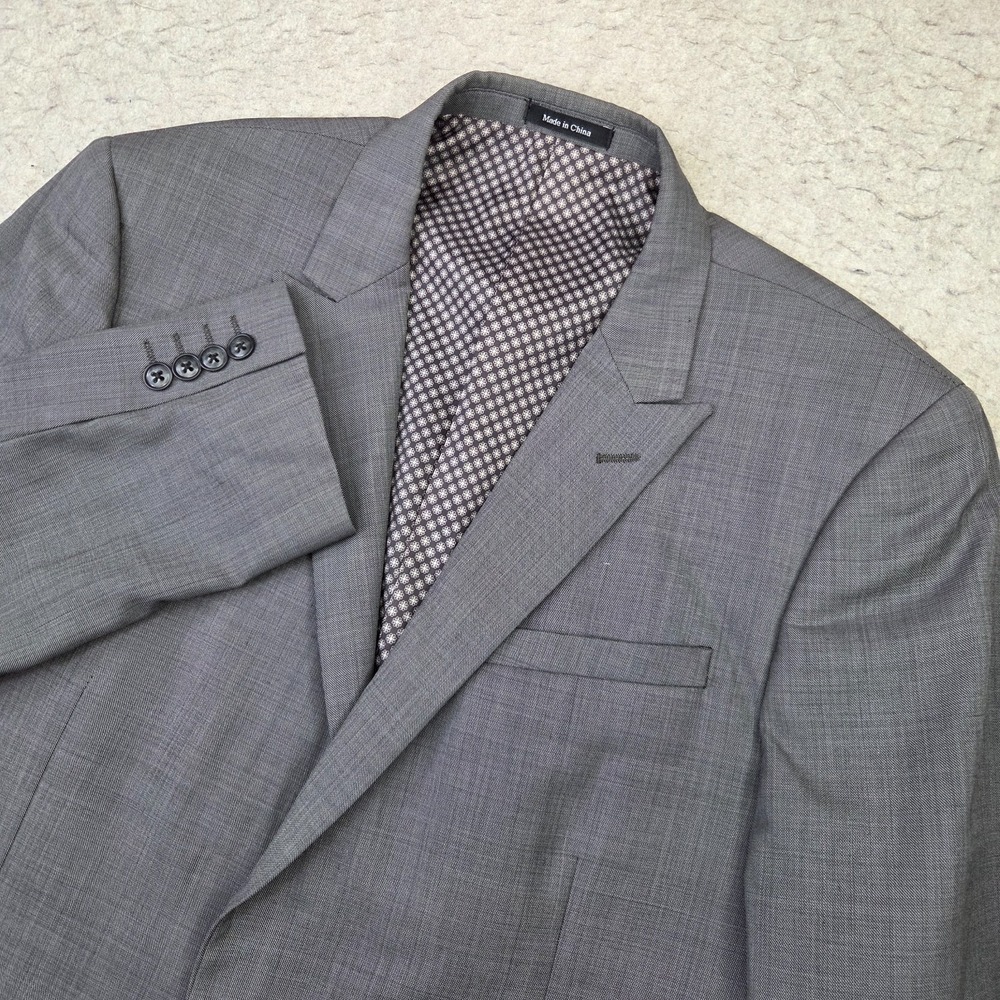 Egara Blazer Jacket Mens 44 L Gray Wool 2 Button Extreme Slim Fit Sport Coat